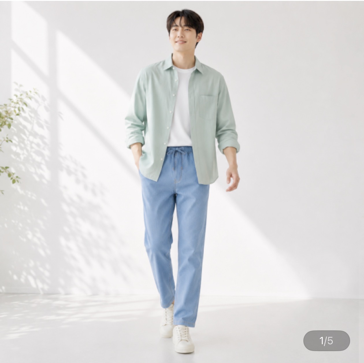 에어라이트 썸머 밴딩 스판 데님팬츠