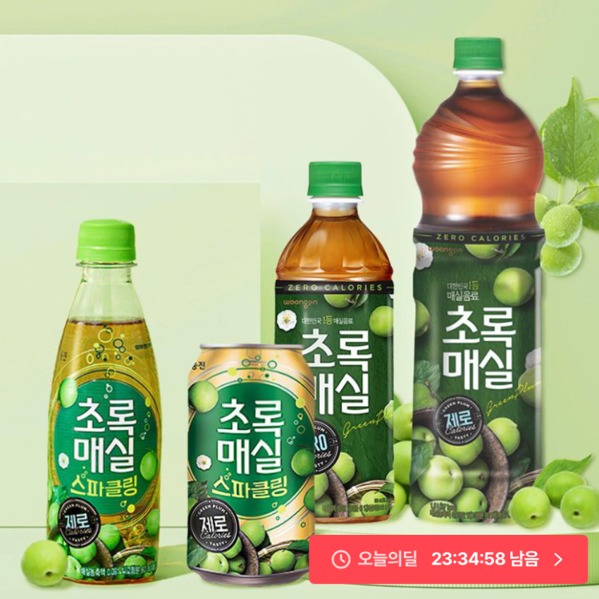 초록매실 스파클링 제로 350ml 20개/24캔 외 9,758원~