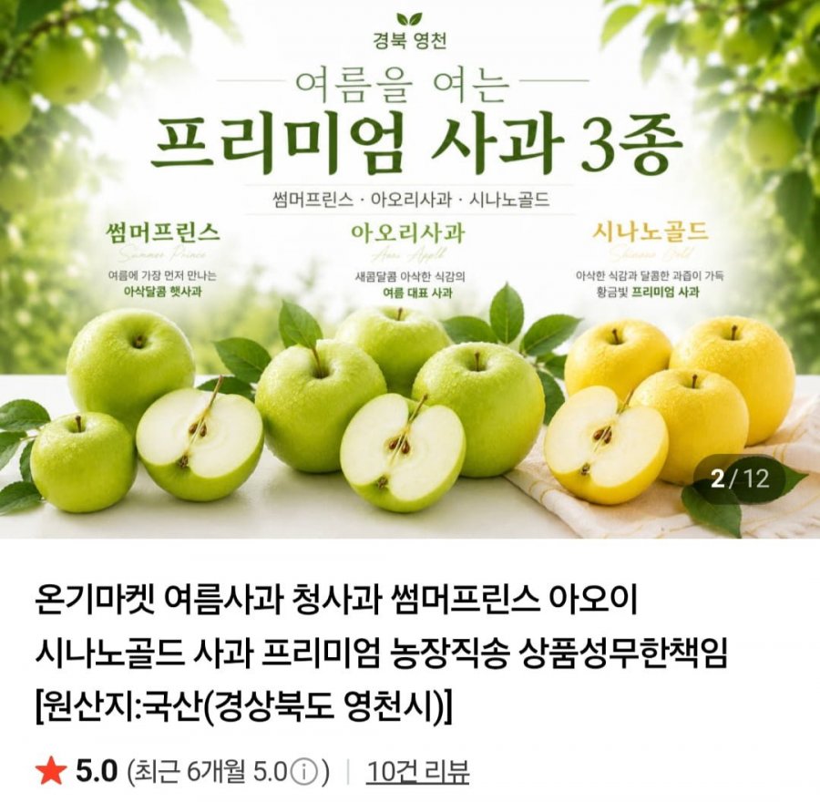 썸머프린스 청사과 로얄과 1.3kg (10,570원/무배)