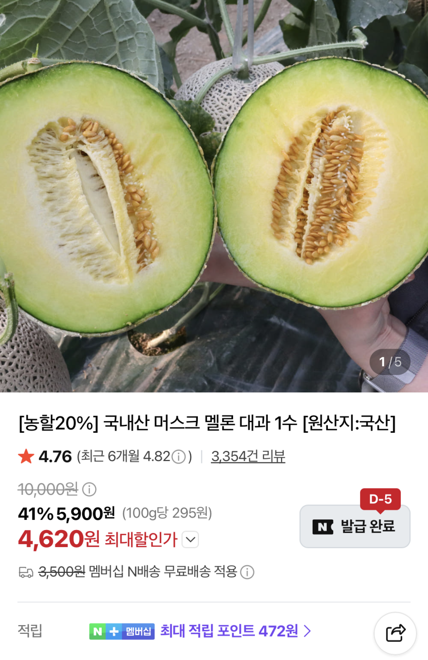세지 머스크 멜론 대과 1수 4,620원