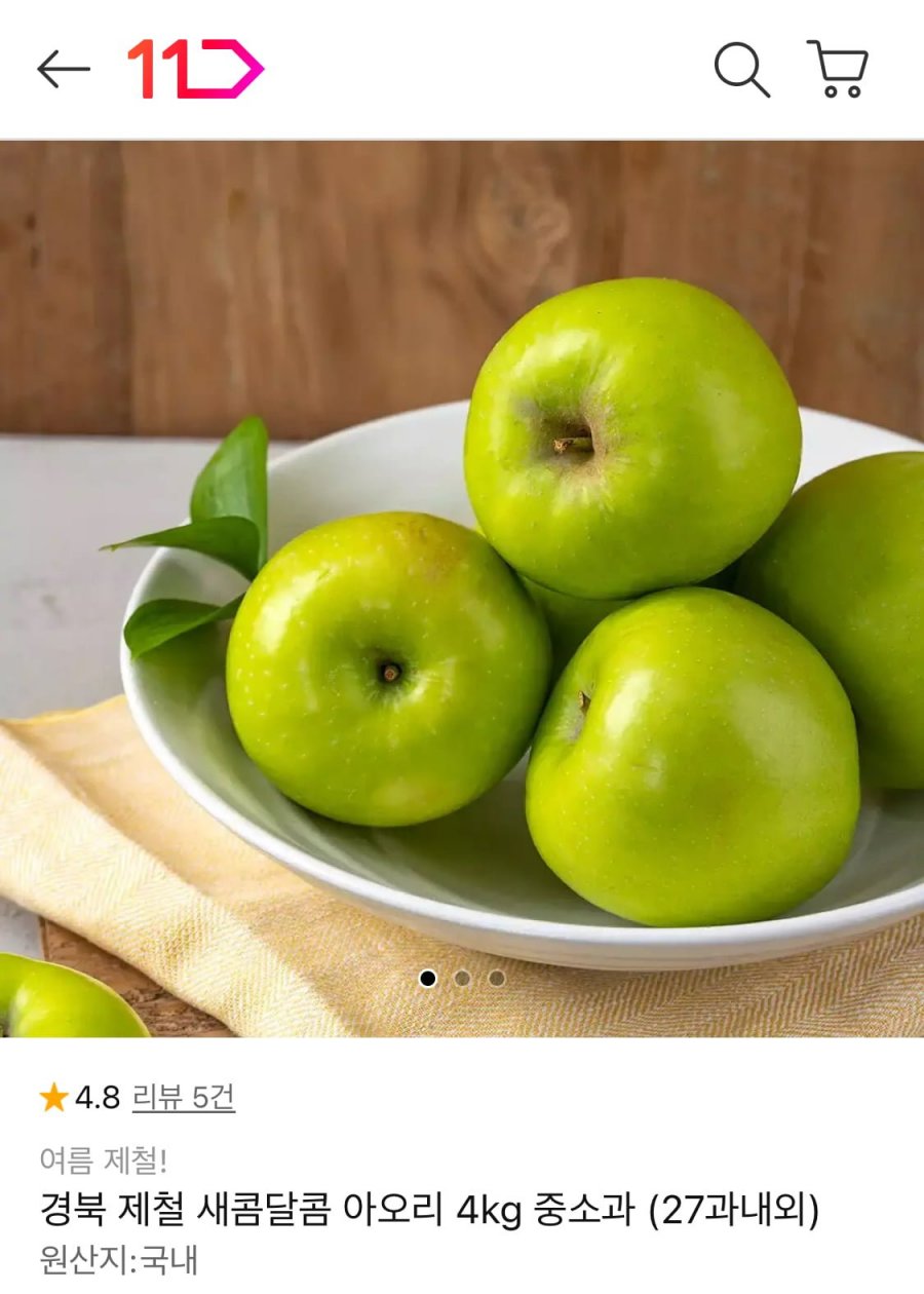 아오리 4kg 중소과 (27과내외) (10,090원/무료)