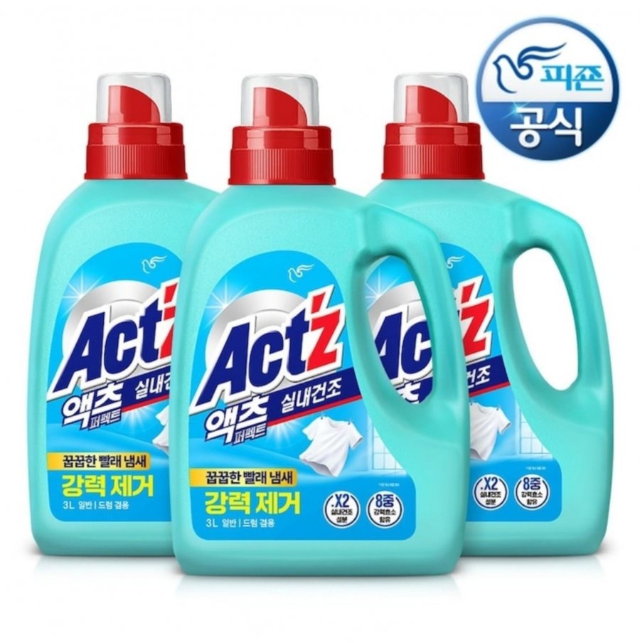 피죤 액츠 퍼펙트 실내건조 세탁세제 3L x 3개 (17,928원/무료배송)