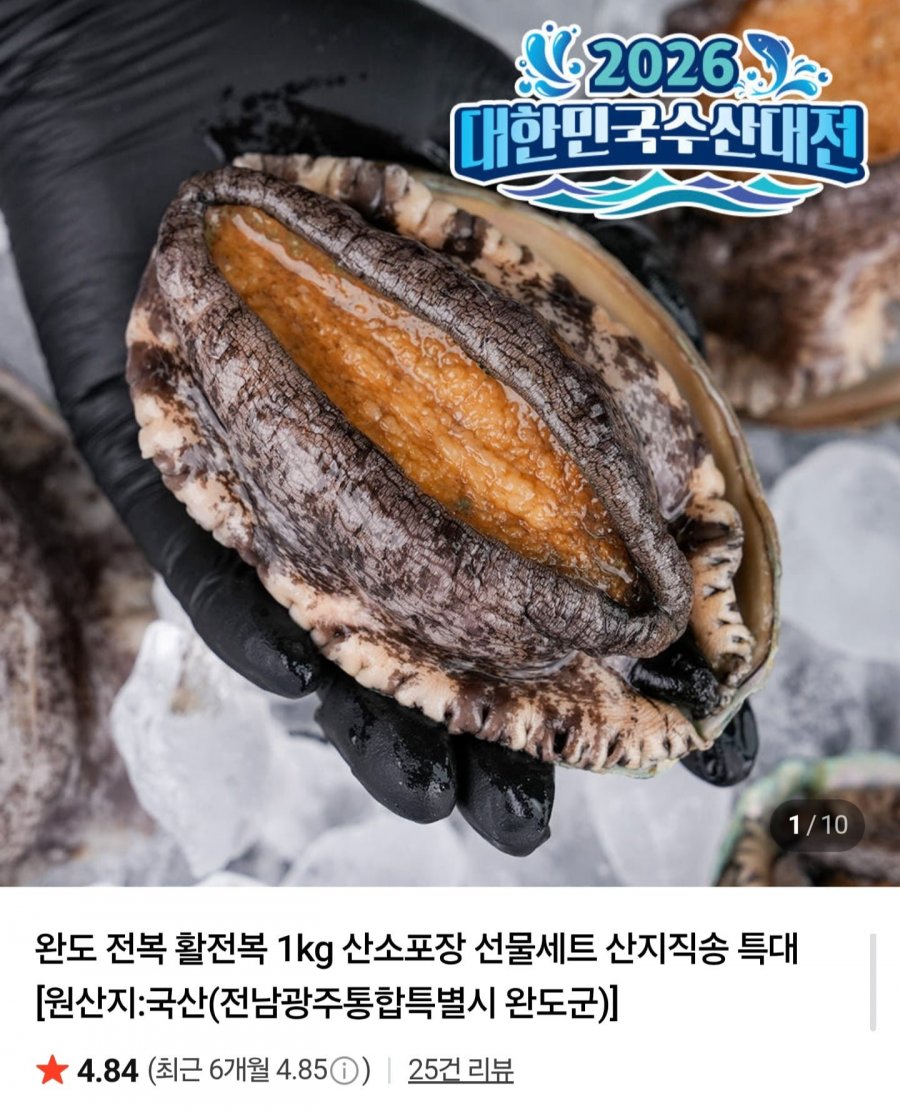 완도 활전복 5미 1kg (19,670원/네멤무배)