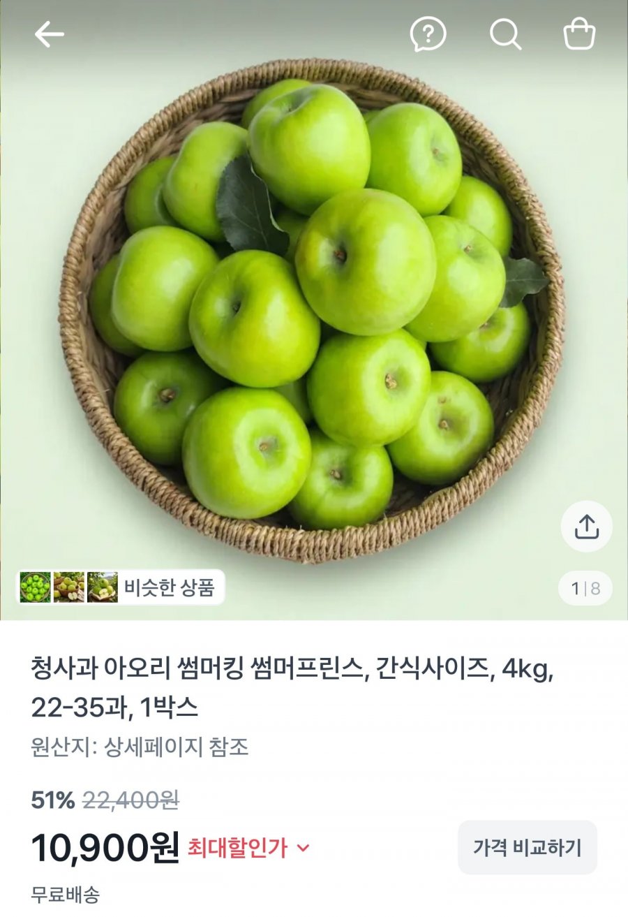 청사과 아오리 썸머킹 4kg (10,900원/무배)