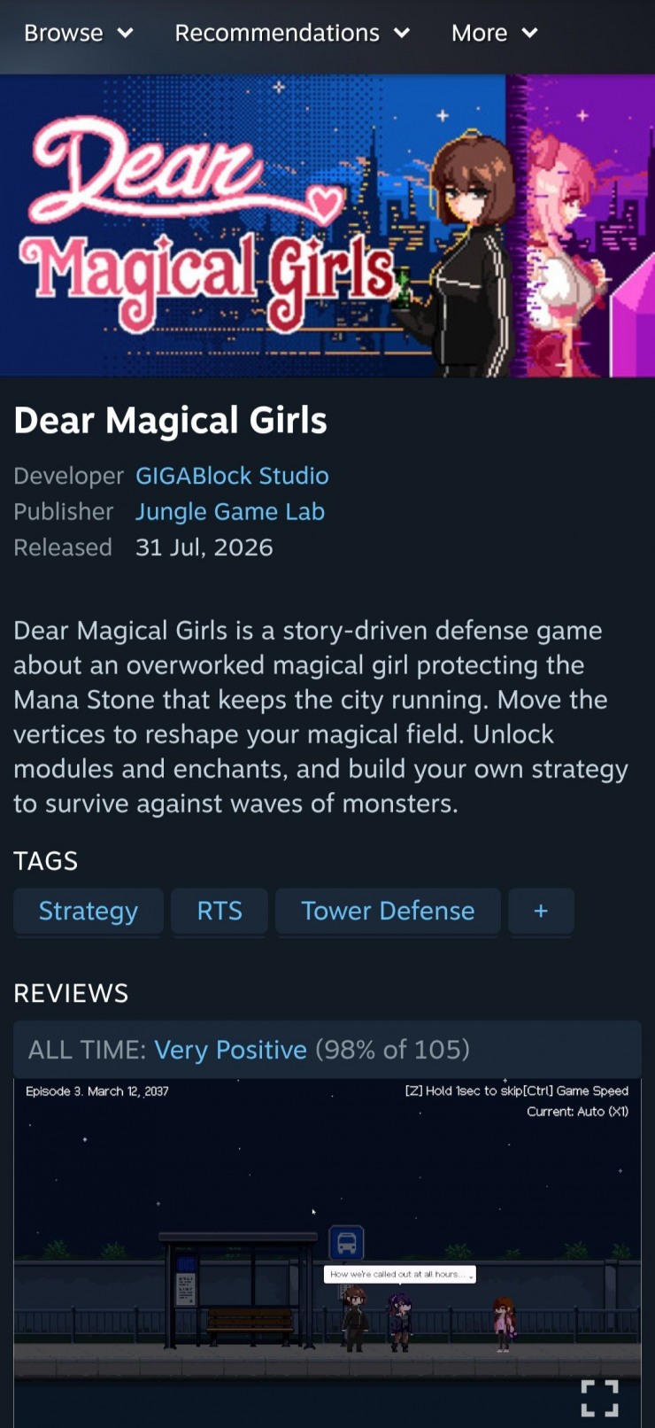 Dear Magical Girls 게임 (0원/무료)