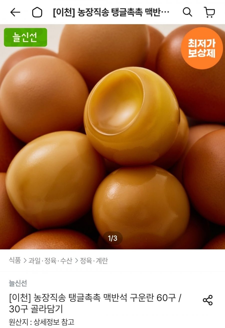 농장직송 맥반석 구운란 60구 (카페15,824원/무배)