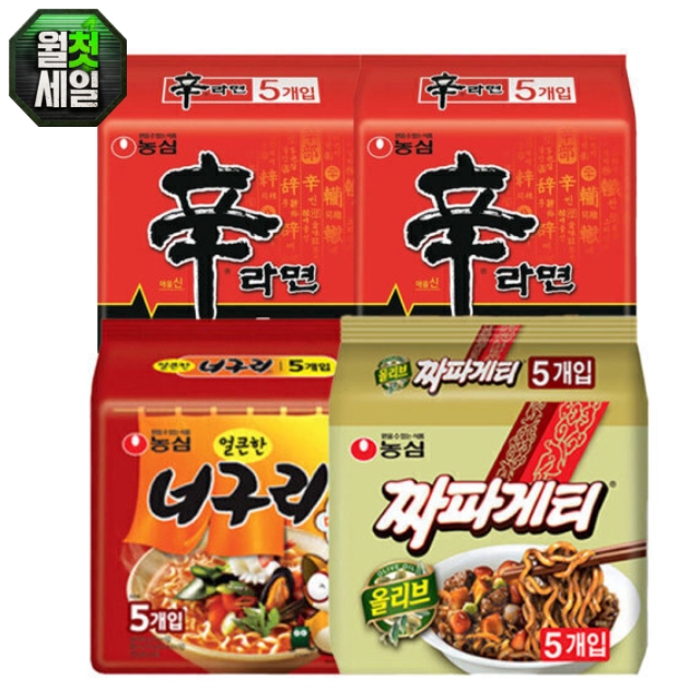 신라면 10+너구리 5+짜파게티 5 (총20입) 14,800원