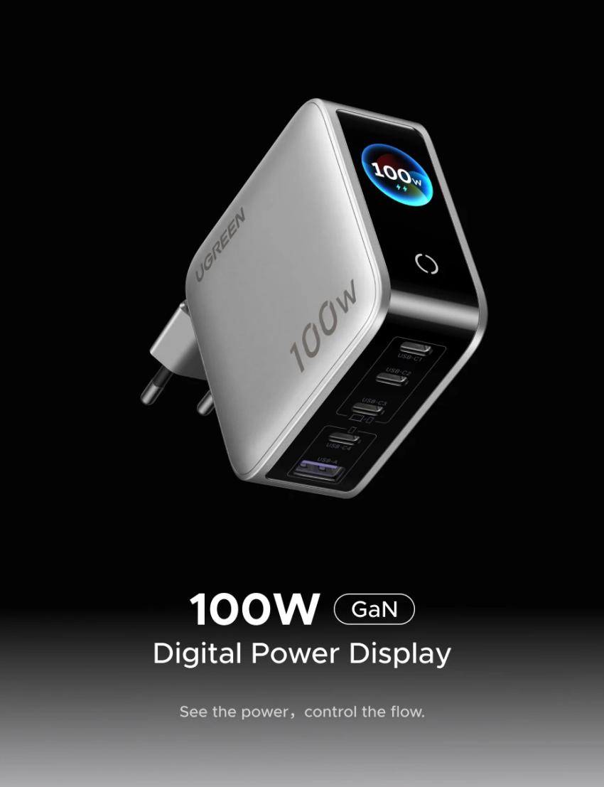 UGREEN 100W GaN 스마트 디스플레이 충전기 (코인 $27.94)