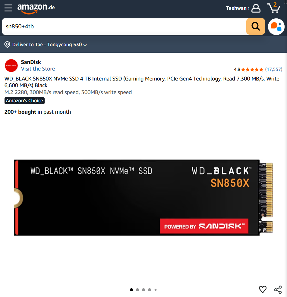 WD_BLACK SN850X NVMe SSD 4TB