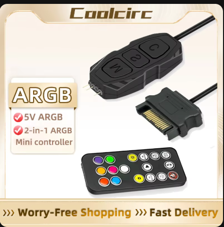 ARGB  5V 3 핀-SATA 전원 컨트롤러+리모콘  <알뜰마트>