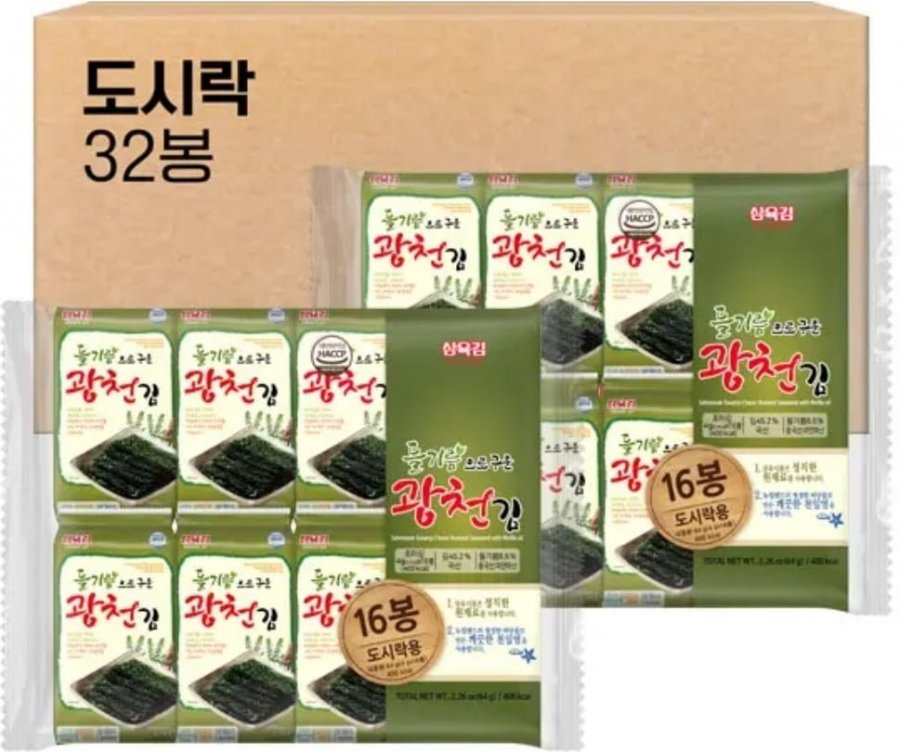 삼육김 들기름으로 구운 광천김 도시락김, 4g, 32봉 (4,900원/무배)