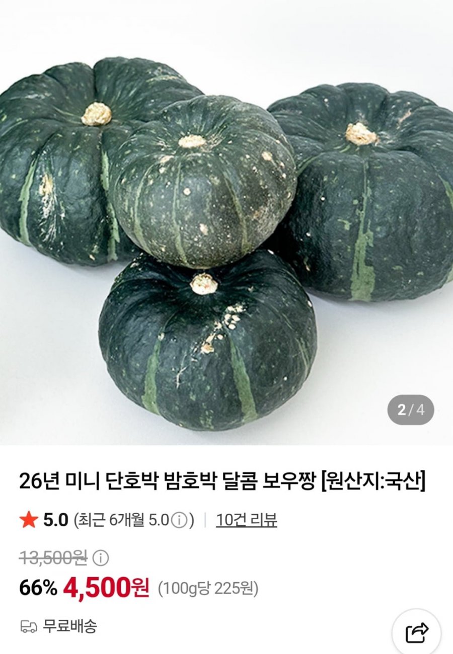 미니 단호박 보우짱 2kg 로얄과 (4,500원 / 무료)