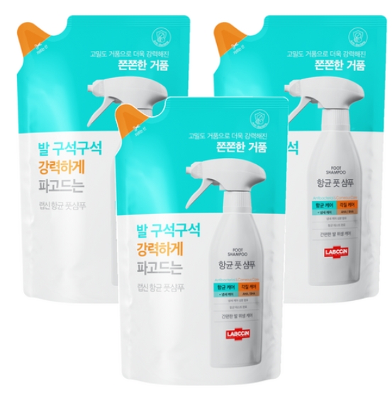 랩신 풋샴푸 리필 400ml 3개, 8,140원