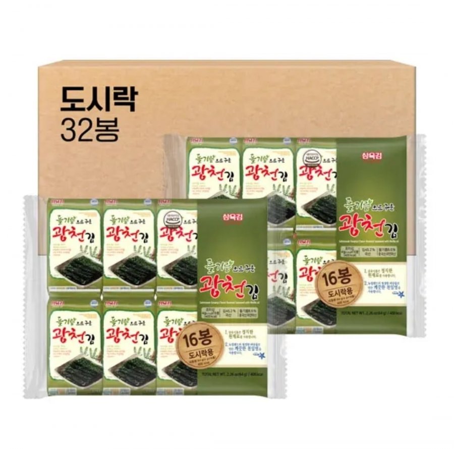 삼육김 들기름으로 구운 광천김 도시락김, 4g, 32봉 (4,900원/무배)