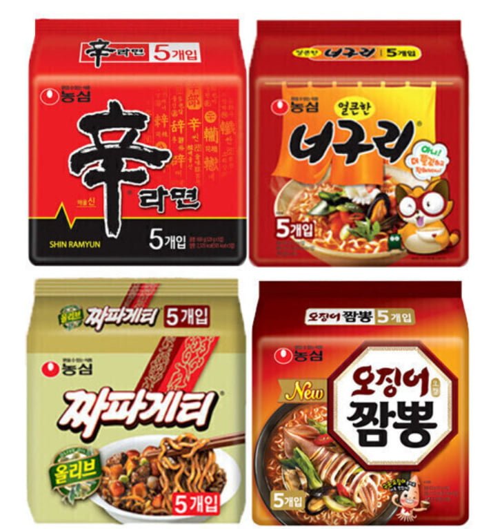 신라면 5봉 + 너구리 5봉 + 짜파게티 5봉 + 오징어짬뽕 5봉 (총 20봉) (15,220/무료)