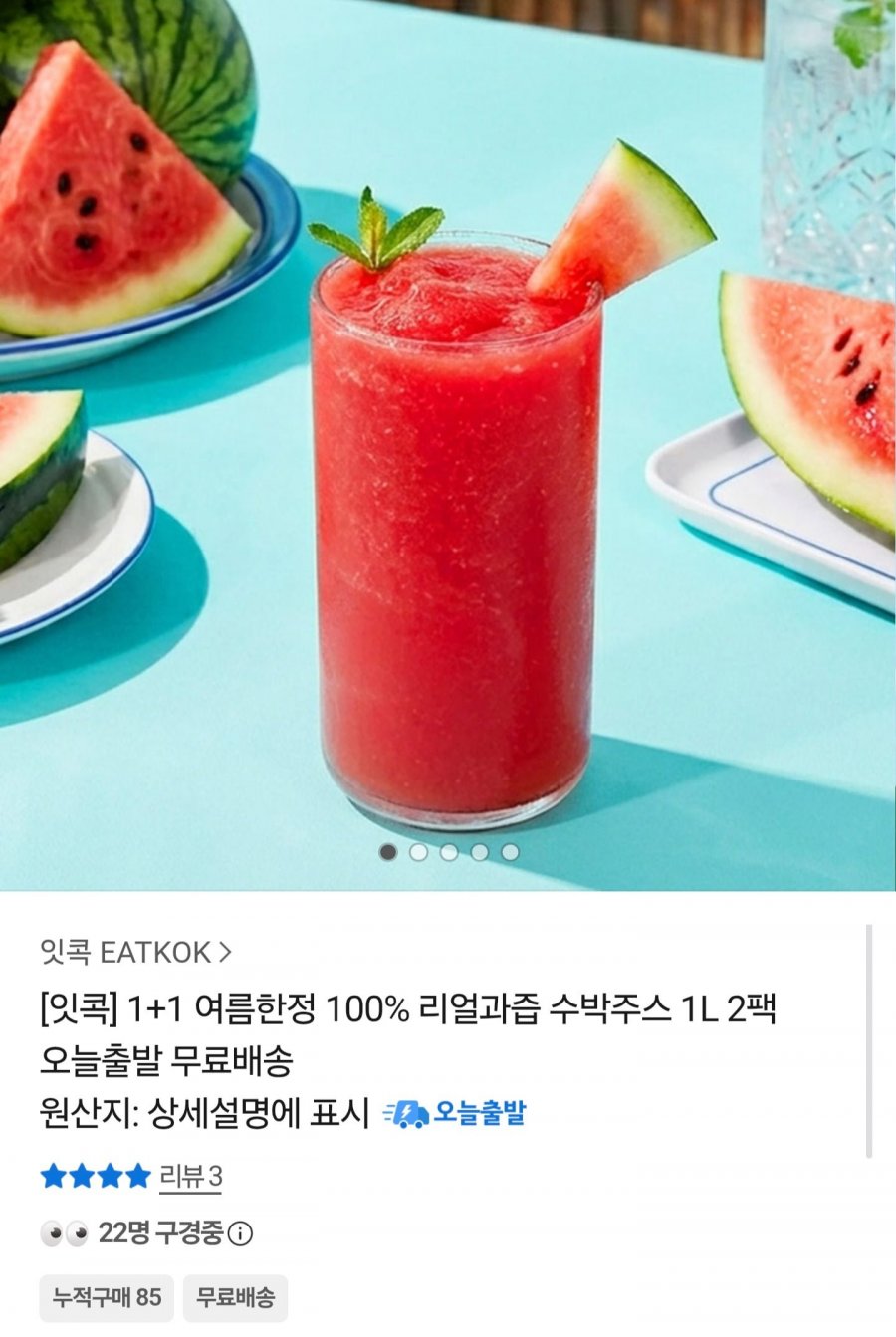 100% 수박주스 1L 2팩 (11,900원/무배)