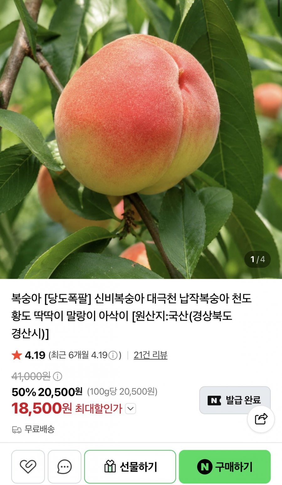 대월 딱딱이복숭아 3KG 소과 (18,500원/무료)