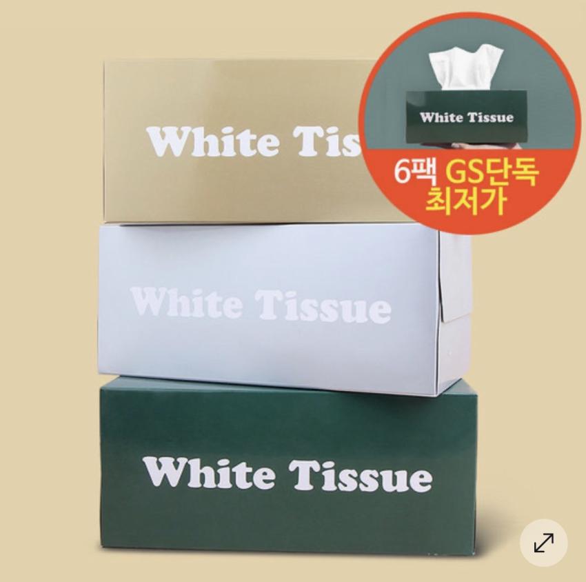 화이트미용티슈180매x6팩 3,315원(토스결재)