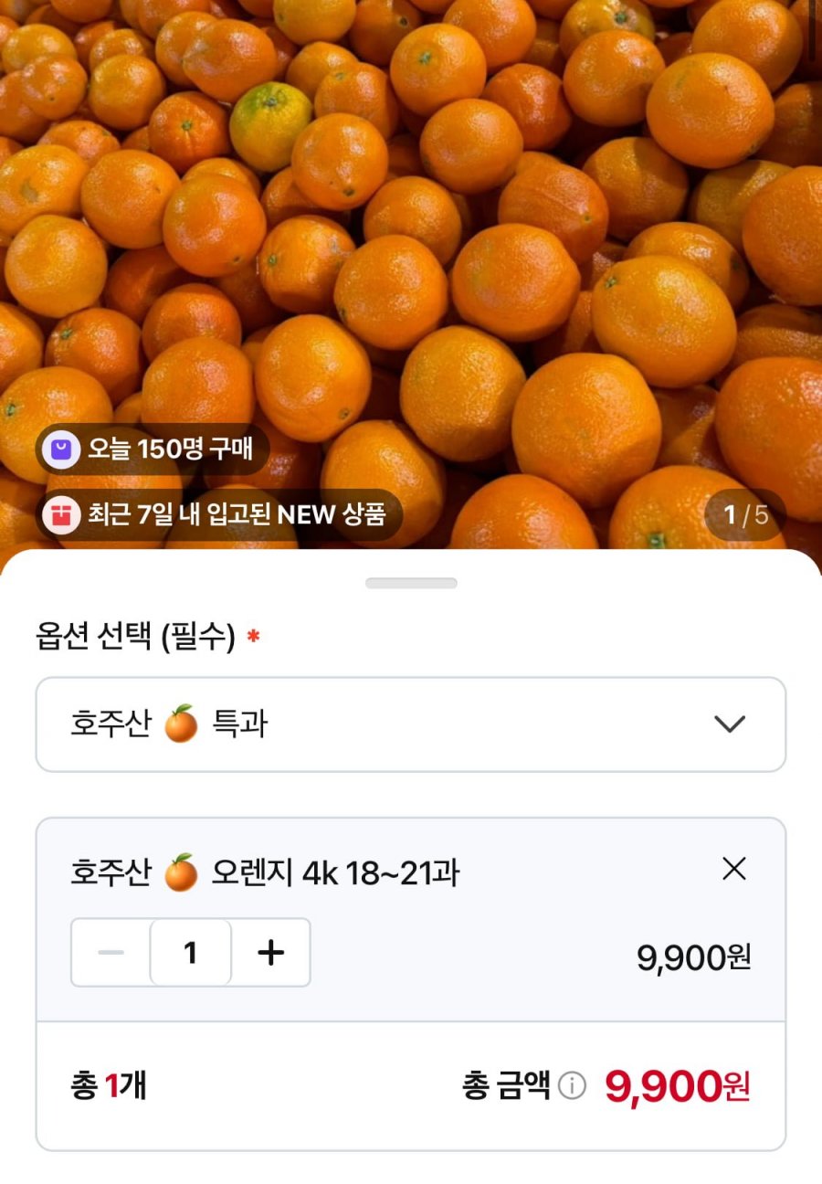 호주산 오렌지 특과 4kg (9,900원/무료)