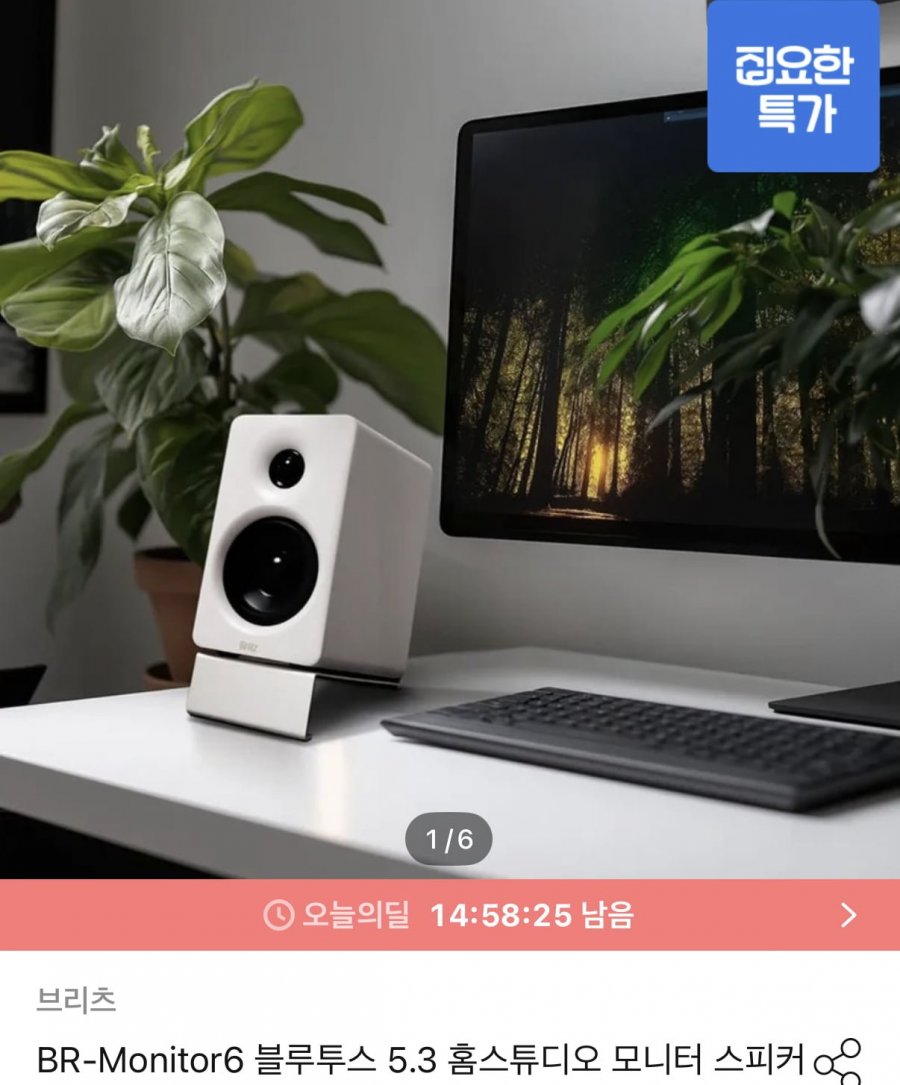M60 동일 모델 BR-Monitor6 블루투스 5.3 모니터 스피커 (102,600원/무료)
