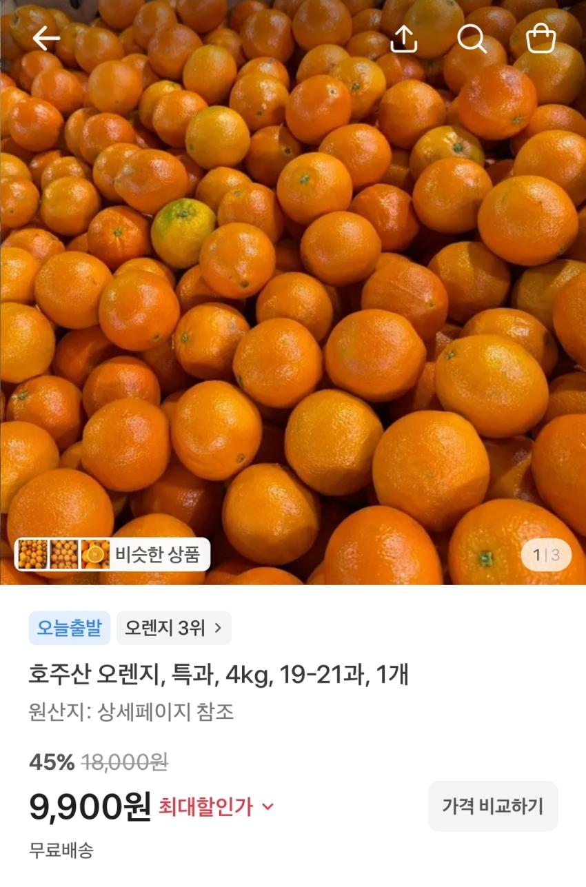 오렌지 특과 4kg 19-21과, 9,900원