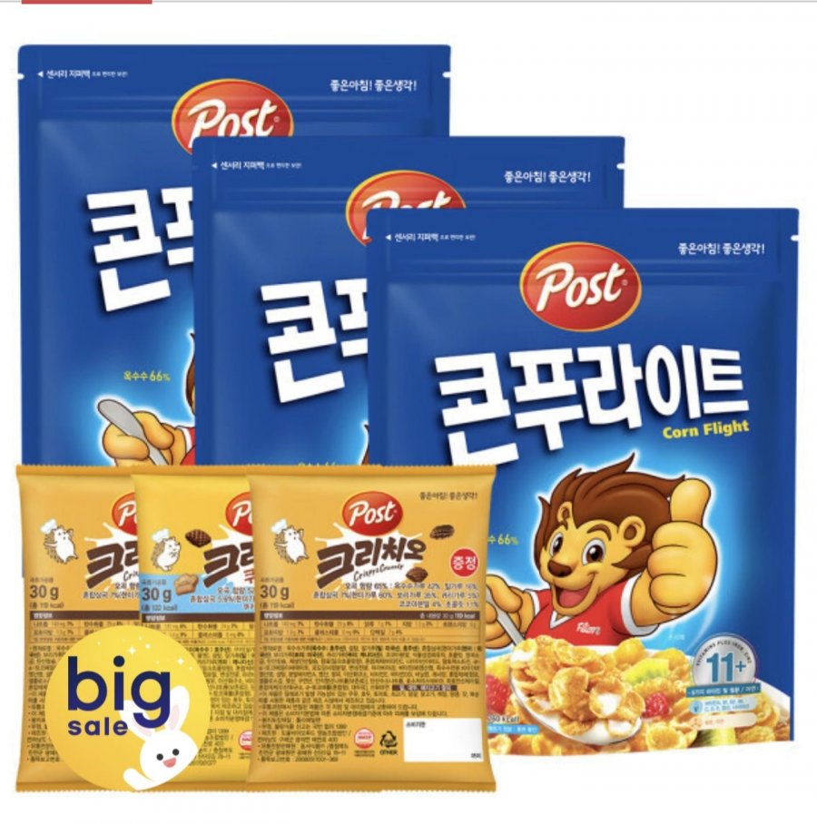 포스트 콘푸라이트 시리얼 600g 3개 +크리치오 랜덤 30g 3개 (11,620원/무료)