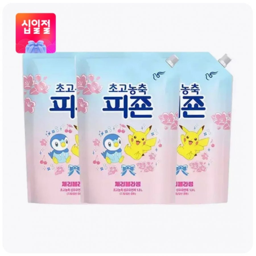 피죤 초고농축 섬유유연제 체리블라썸 1.3L 3개 (9,900원 / 무배)