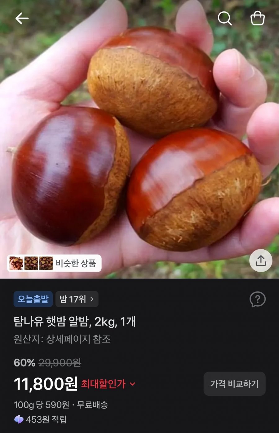 햇밤 알밤 2kg (11,800원/무료)