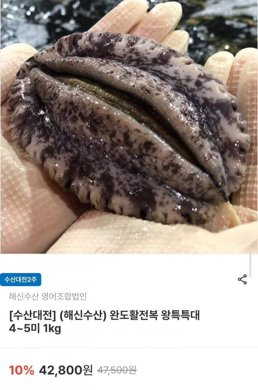 완도 활전복 왕특특대 4~5미 1kg (29,960원/무료)