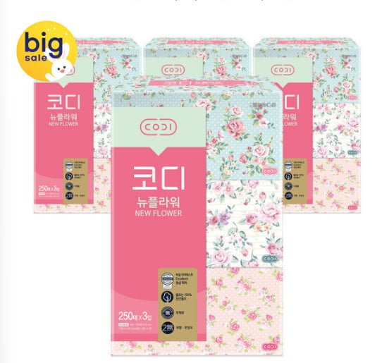 코디 뉴플라워 각티슈 250매 12개(17,580원/ 무배)