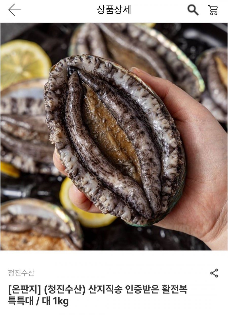 청진수산 진도 활전복 특특대 1kg 6~8미 (20,520원/무료)