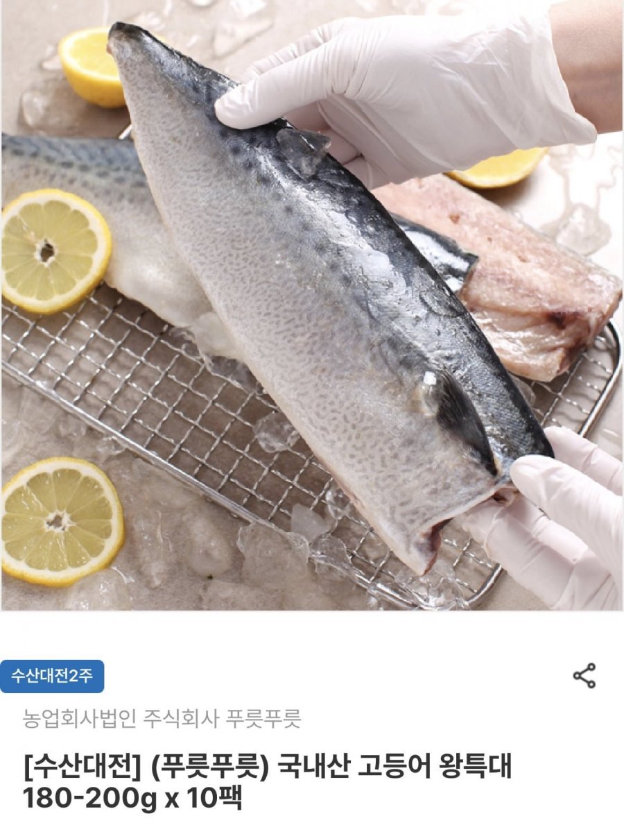 국내산 고등어 왕특대 180-200g x 10팩 (18,130원/무료)