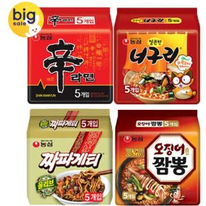 신라면 5봉 + 너구리 5봉 + 짜파게티 5봉 + 오징어짬뽕 5봉 (총  (14,400원 / 무료) - 특가