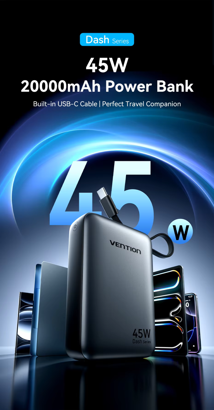 벤션 CCC 45W 20000mAh 보조배터리 ($13.45 코인)