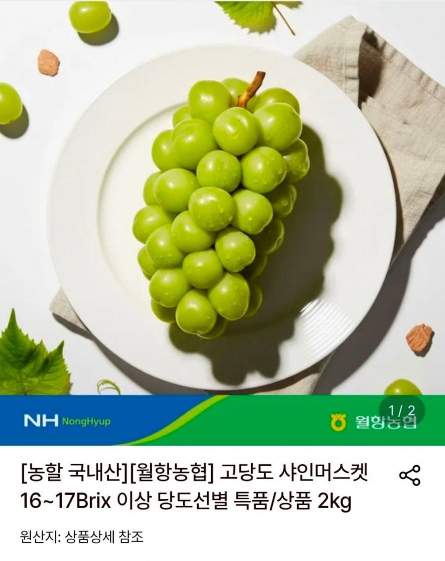 (농할30%+5%) 고당도 샤인머스켓 당도선별 특품 2kg 4수 (7,980원/무료)