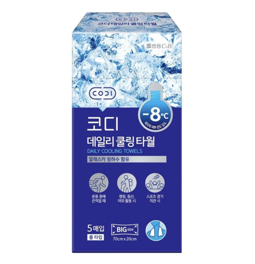 코디 데일리 쿨링 타월 70g 5p 1개 1,860원