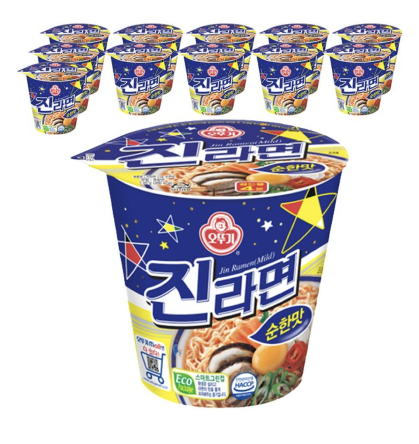 진라면 순한맛(매운맛) 컵 65g, 12개 9,000원