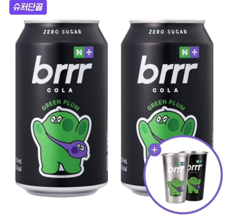 부르르 X 택이 제로콜라 매실, 350ml, 24개 (16,900원/무료)