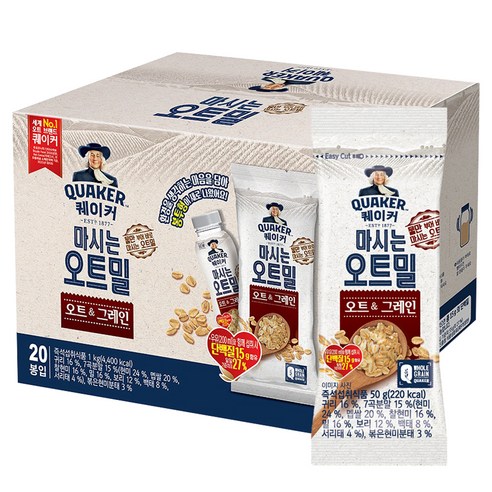퀘이커 마시는 오트밀 50g, 20개 10,920원
