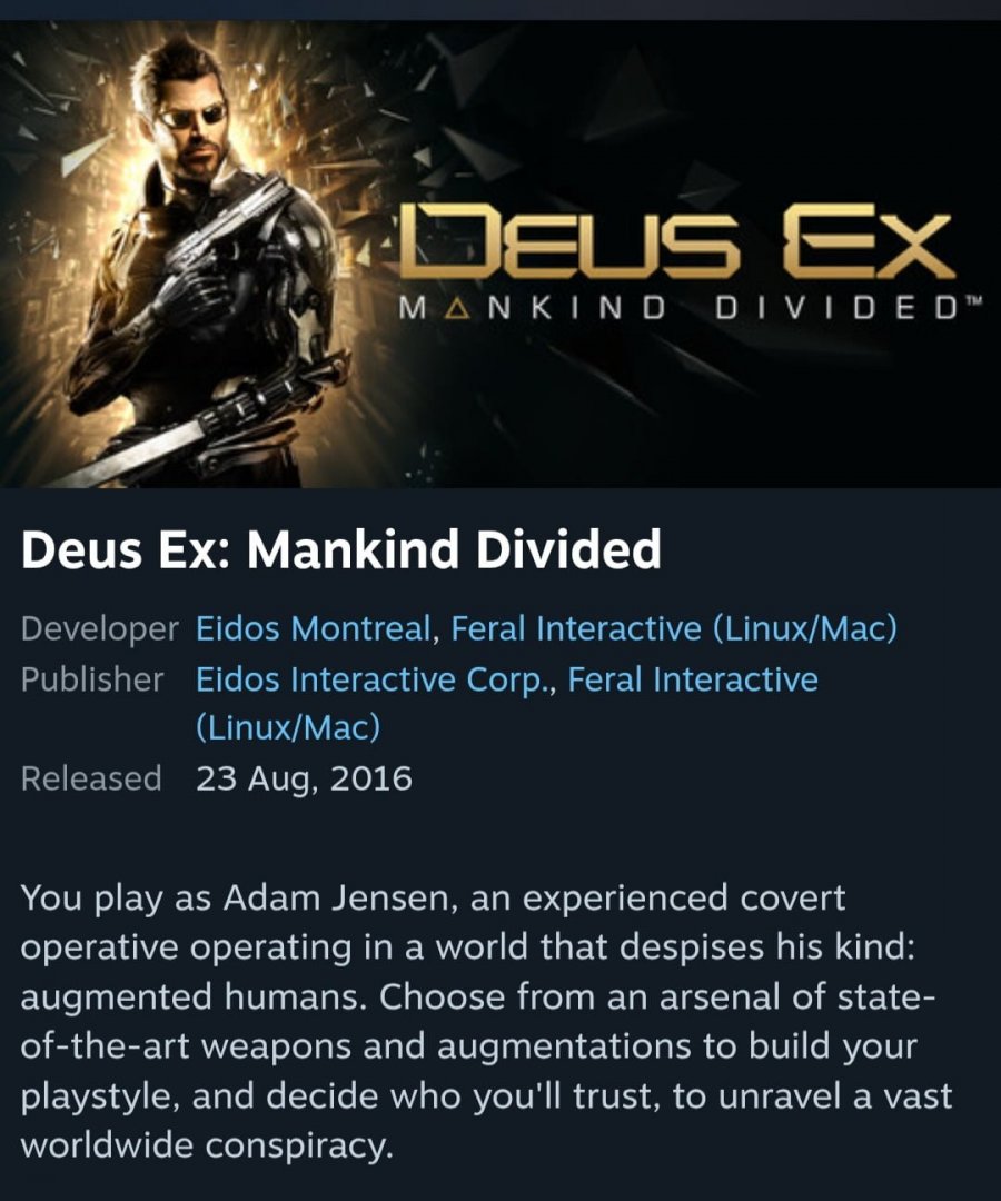 Deus Ex Mankind Divided (3,300원/무료)