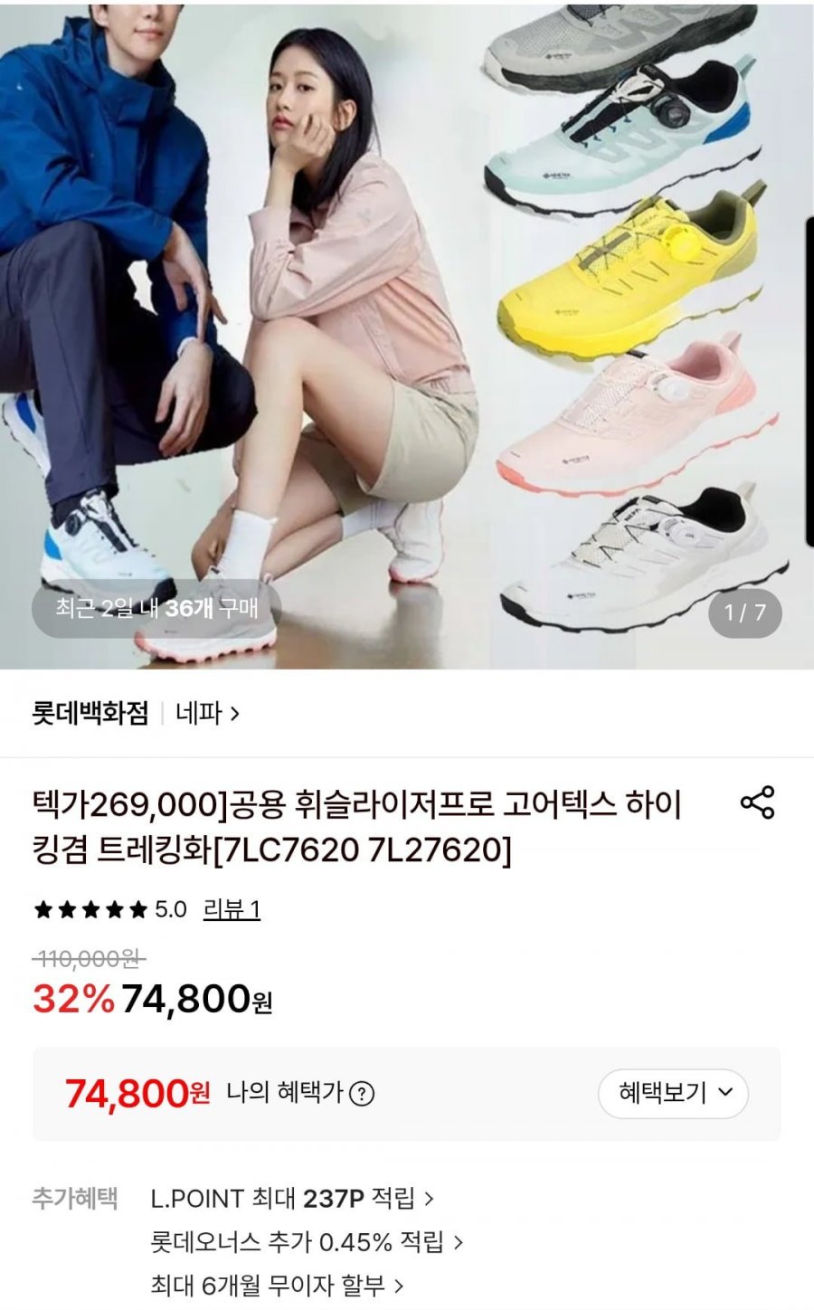 공용네파 고어텍스 트레킹화 (74,800원/무배)