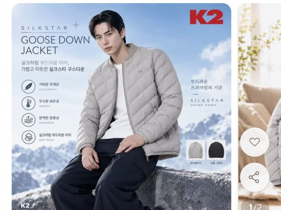 남성 실크스타 구스 다운 경량패딩 (78,170원/무료)