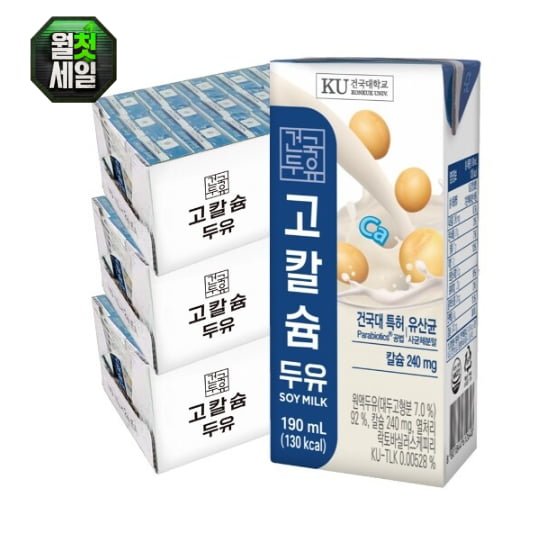 건국유업 고칼슘두유 190ml 72팩 (23,370원/무료)