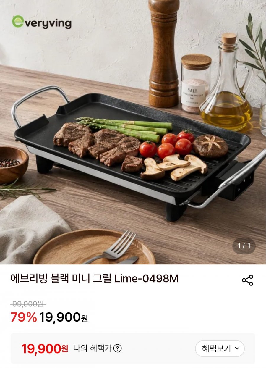 에브리빙 블랙 미니그릴 Lime-0498M (19,900원/무료배송)