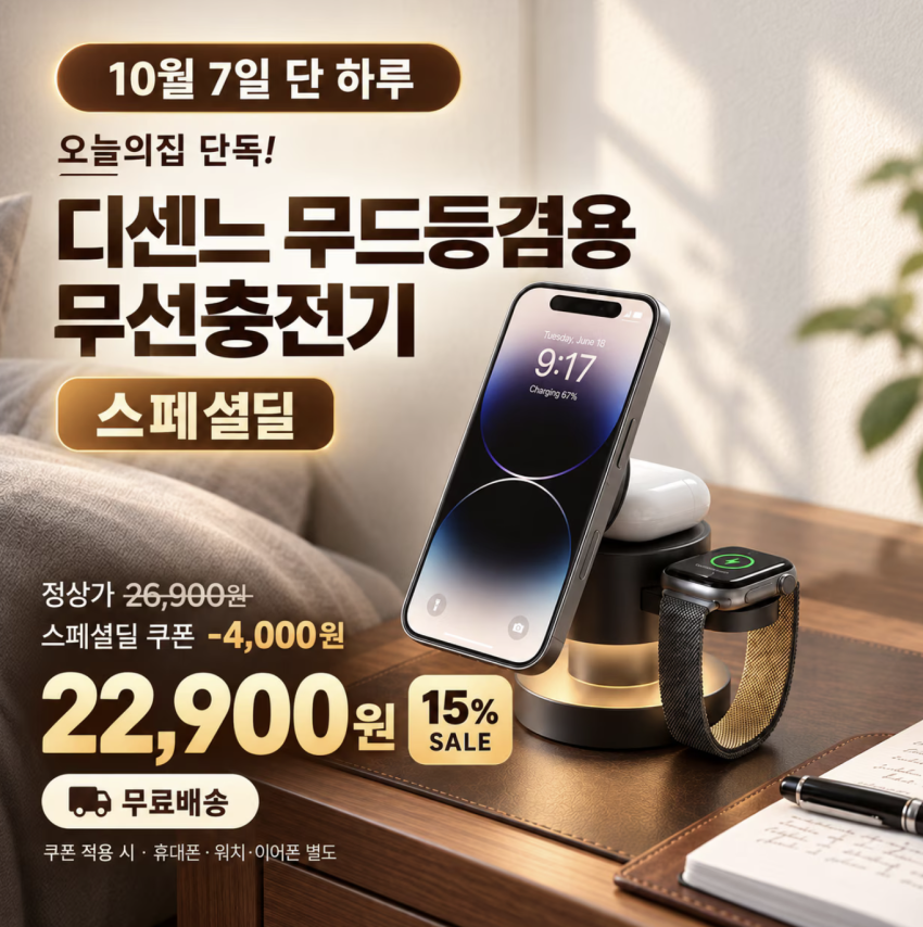 3in1 맥세이프 고속 무선 거치대 충전기 22,900원 (무배)
