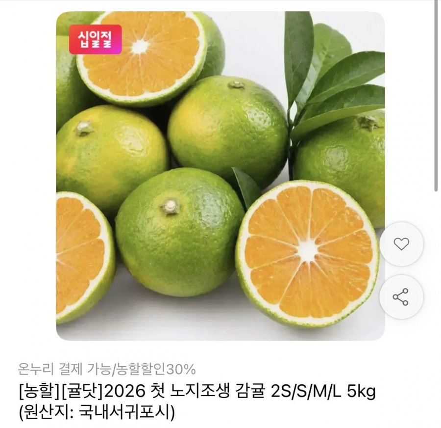 극조생 감귤 5kg 중과 (8,950원/무료)
