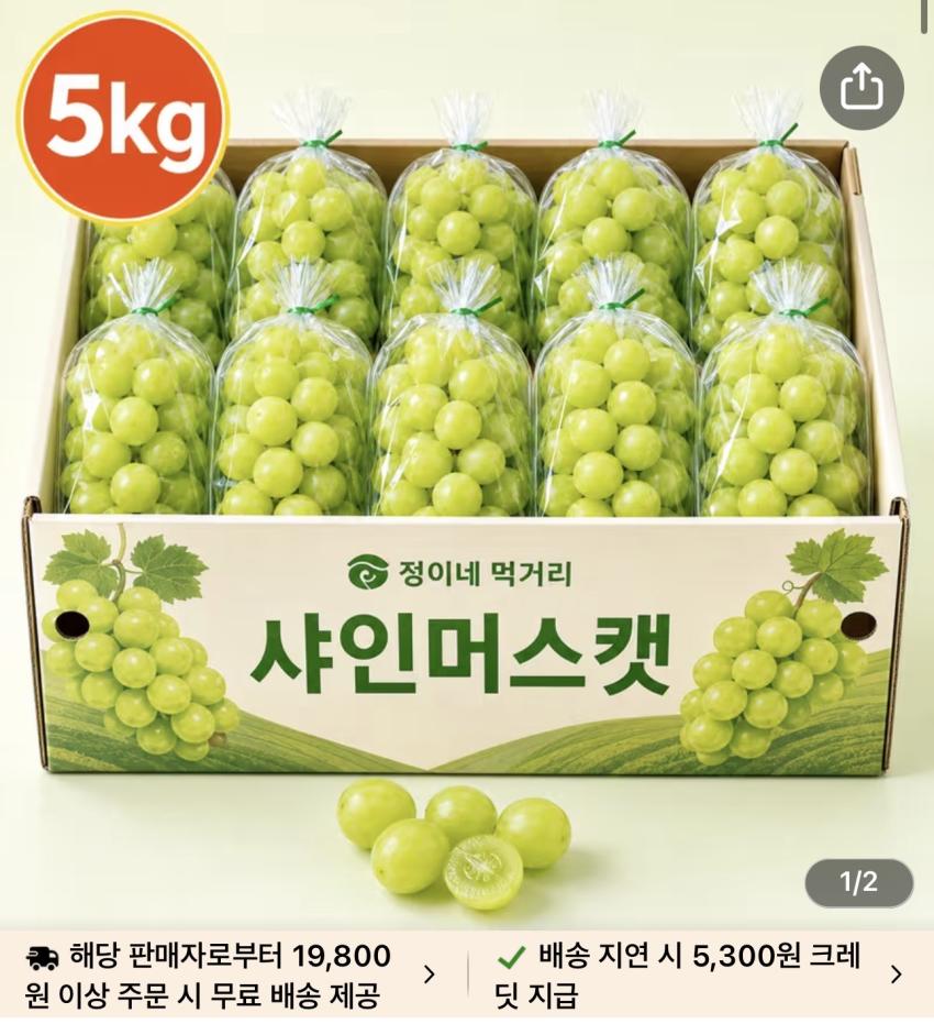 샤인머스켓 5kg 11,690원
