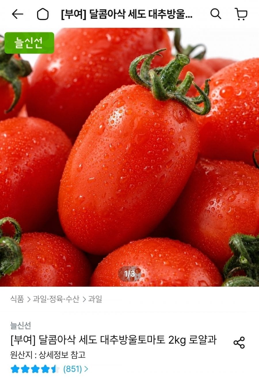 대추방울토마토 2kg 실중량 로얄과(10,781원/무배)
