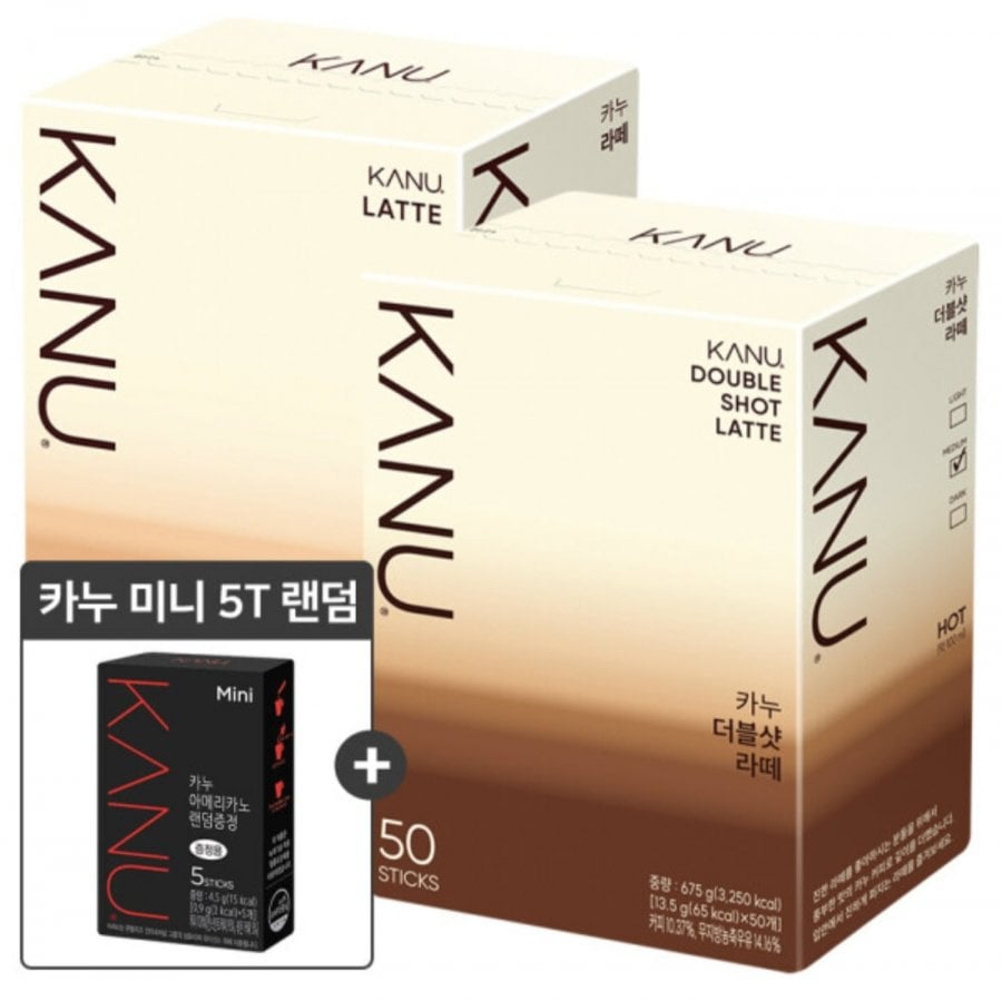 카누 더블샷 라떼 커피믹스 50T 2개+카누미니 5T증정 (29,740원/무료)