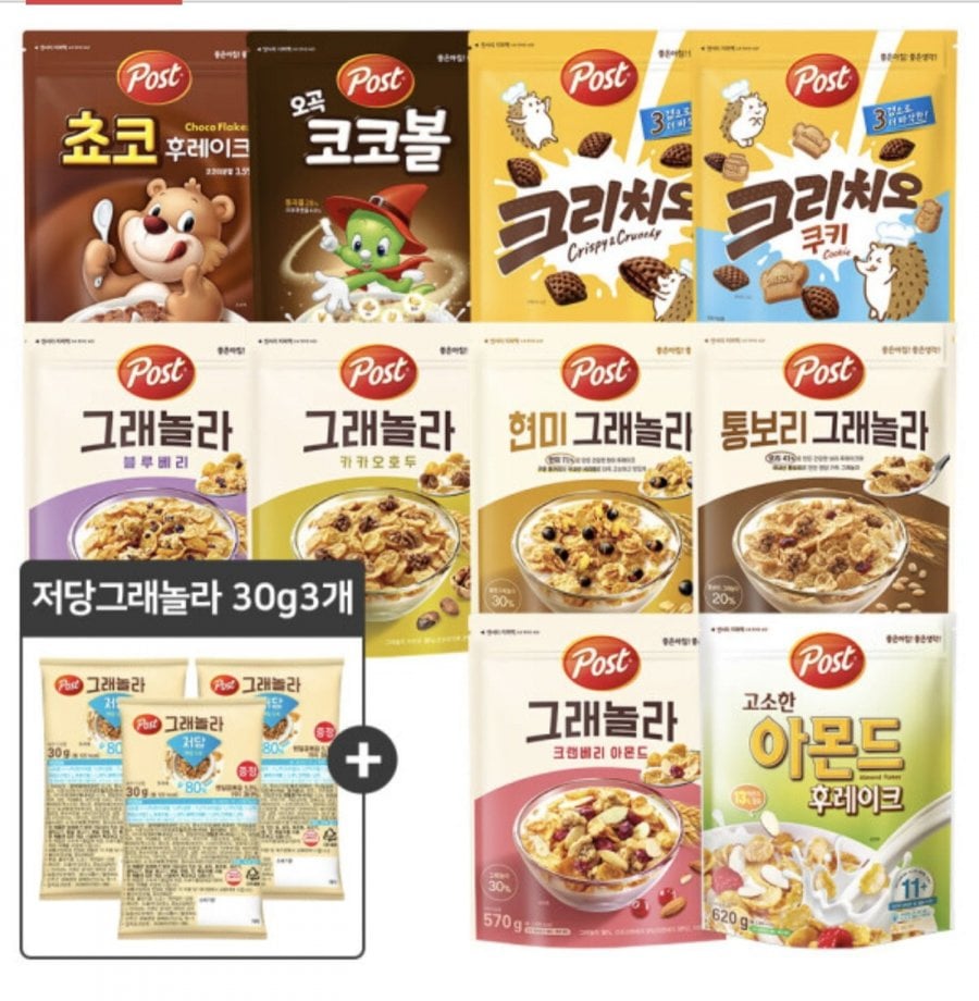 포스트 아몬드 후레이크 620g 3개 외 10종 골라담기+증정 (11,800원/무료)